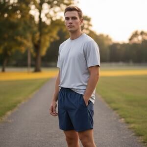 Lululemon Men’s Athletic Shorts Navy Blue Size M Zip Pocket Lightweight